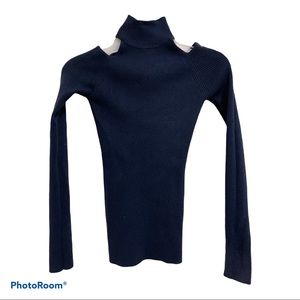 Catherine Malandrino Open Shoulder Navy Sweater